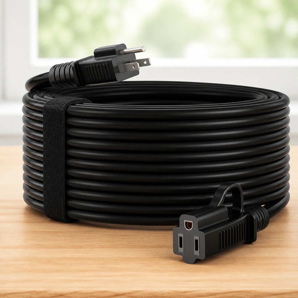 HUANCHAIN Indoor Outdoor Black Extension Cord 50 ft Waterproof, 16/3 Gauge Flexible Resistant Appliance Extension Cord Outside, 13A 1625W 16AWG SJTW, 3 Prong Electric Cable, ETL Listed