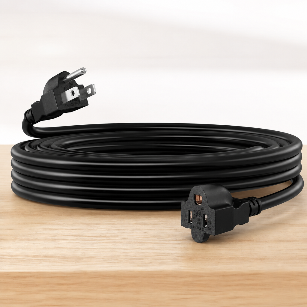 LUCKY TL Indoor Outdoor Extension Cord, 16/3 Gauge Black Long Extension Cord 25ft, Waterproof Flexible Case, Made of Pure Copper, 13A 1625W 16AWG SJTW, 3 Prong Heavy Duty Wire, ETL