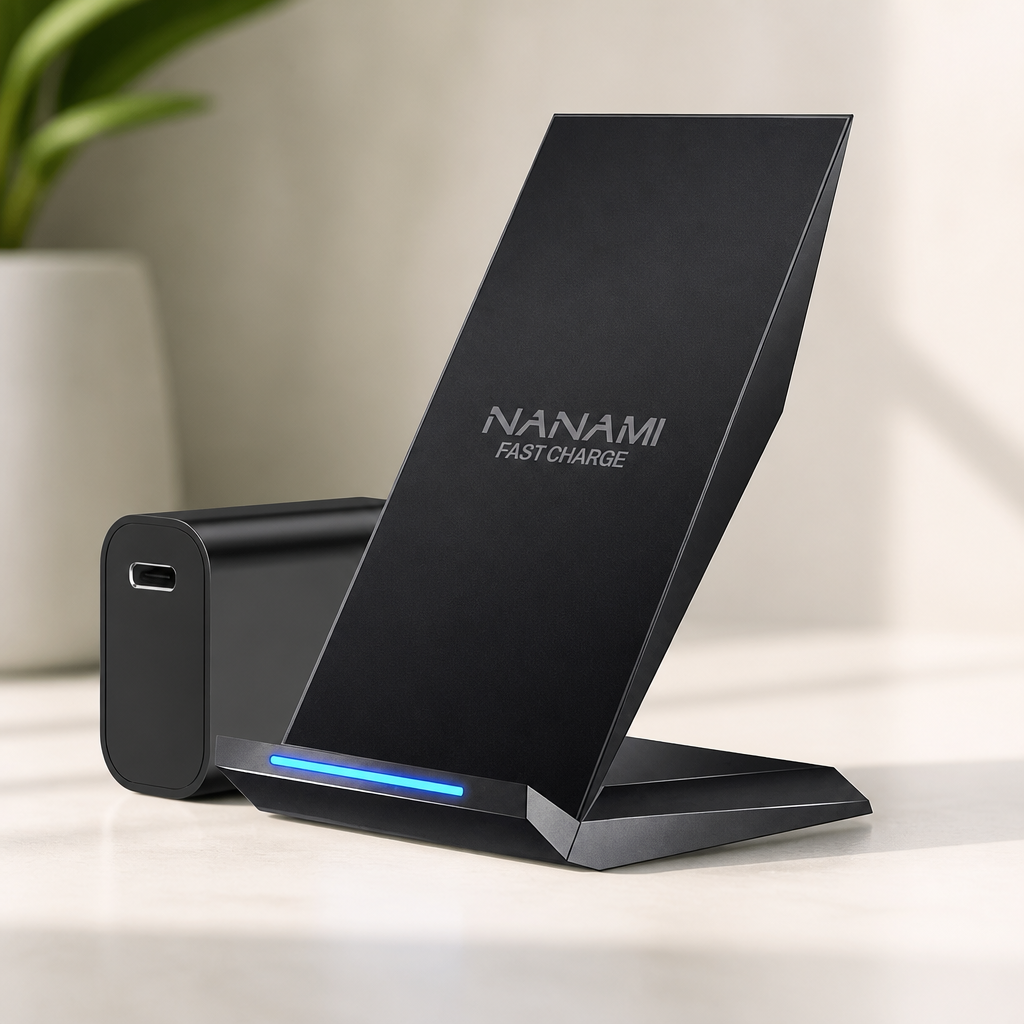 NANAMI Fast Wireless Charger with USB Phone Charger, Charging Stand with 20W PD Adapter for iPhone 17/17 Pro/17 Pro Max/16/16 Plus/15/14/13, 10W for Samsung Galaxy S26/S26+/S25/S24/S23/S22/S21