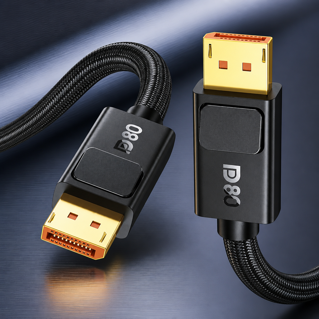 Silkland 80Gbps DisplayPort Cable 2.1 6.6FT, [VESA Certified, Secure Latch], [16K@60Hz, 8K@240Hz, 4K@480Hz 240Hz] Display Port Cord, DP80 HDR DSC1.2a for FreeSync G-Sync Gaming Monitor 5090 7900XTX