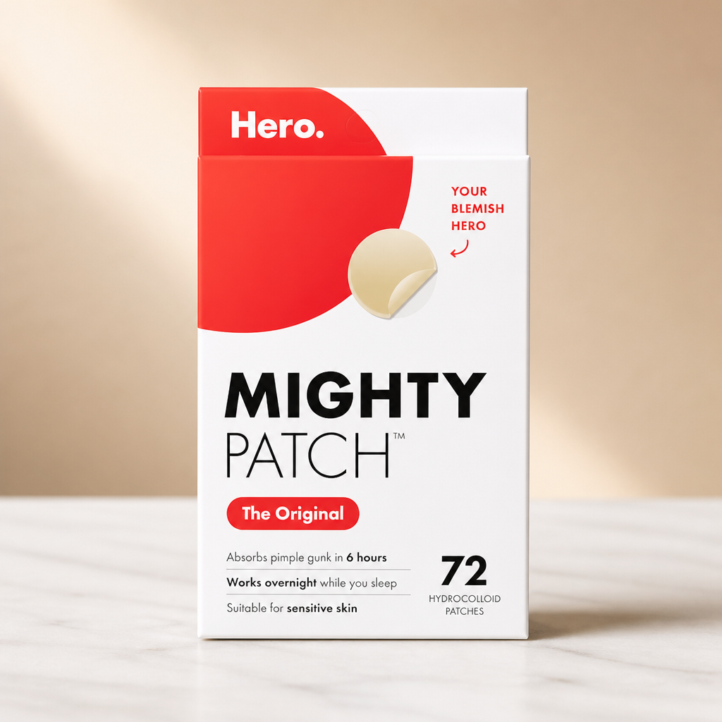Mighty Patch Original patch from Hero Cosmetics – The #1 Hydrocolloid Acne Pimple Patch for Shrinking Zits and Whiteheads in 1 use; Nighttime Spot Stickers for Face and Skin (72 Count)